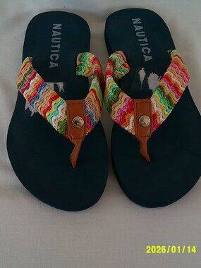 Nautica Raffia Flip Flop Sandals NEW